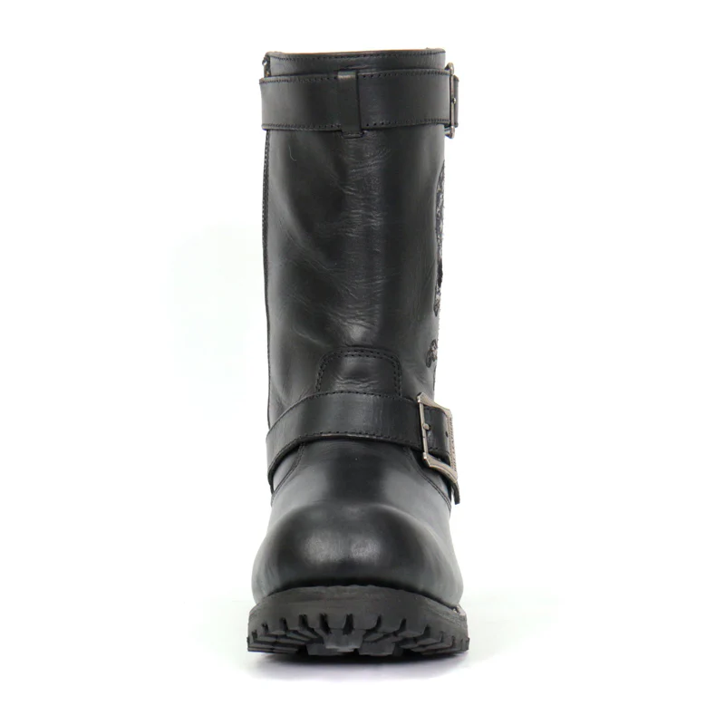 Hot Leathers BTM1018 Men’s Black Tall Harness Flag Skull Boot with Round Toe 11 Hot Leathers BTM1018 Men’s Black Tall Harness Flag Skull Boot with Round Toe