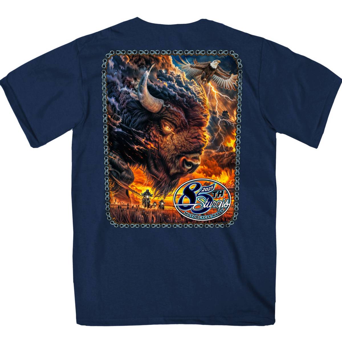 2025 Sturgis Motorcycle Rally American Bison Navy SS T-Shirt SPB1189 2 2025 Sturgis Motorcycle Rally American Bison Navy SS T-Shirt SPB1189