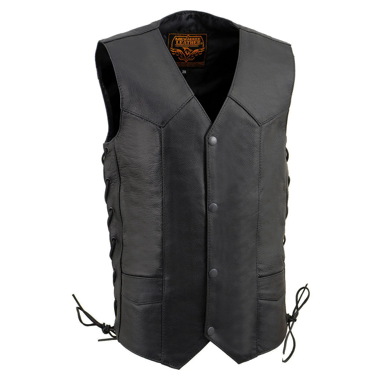 Milwaukee Leather LKY3860 Youth Size Black Leather Motorcycle Riders Vest w/ Side Lace