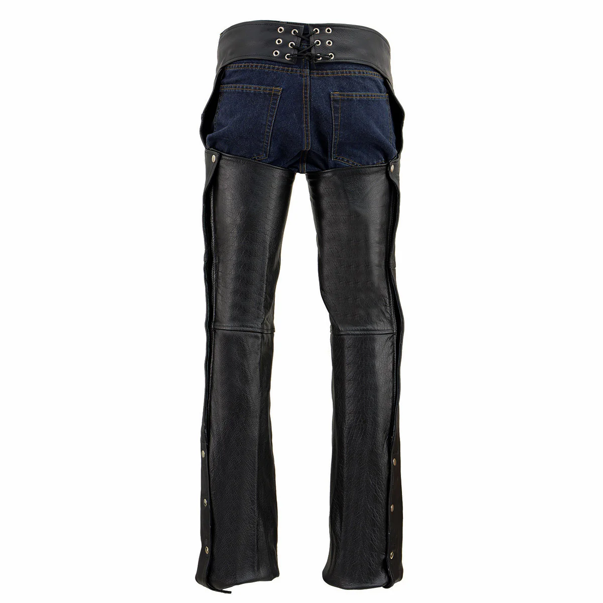 Milwaukee Leather Chaps for Men's Black Premium Leather- Classic Jean Style Pockets Motorcycle Riders Chap - SH1101 2 Milwaukee Leather Chaps for Men's Black Premium Leather- Classic Jean Style Pockets Motorcycle Riders Chap - SH1101