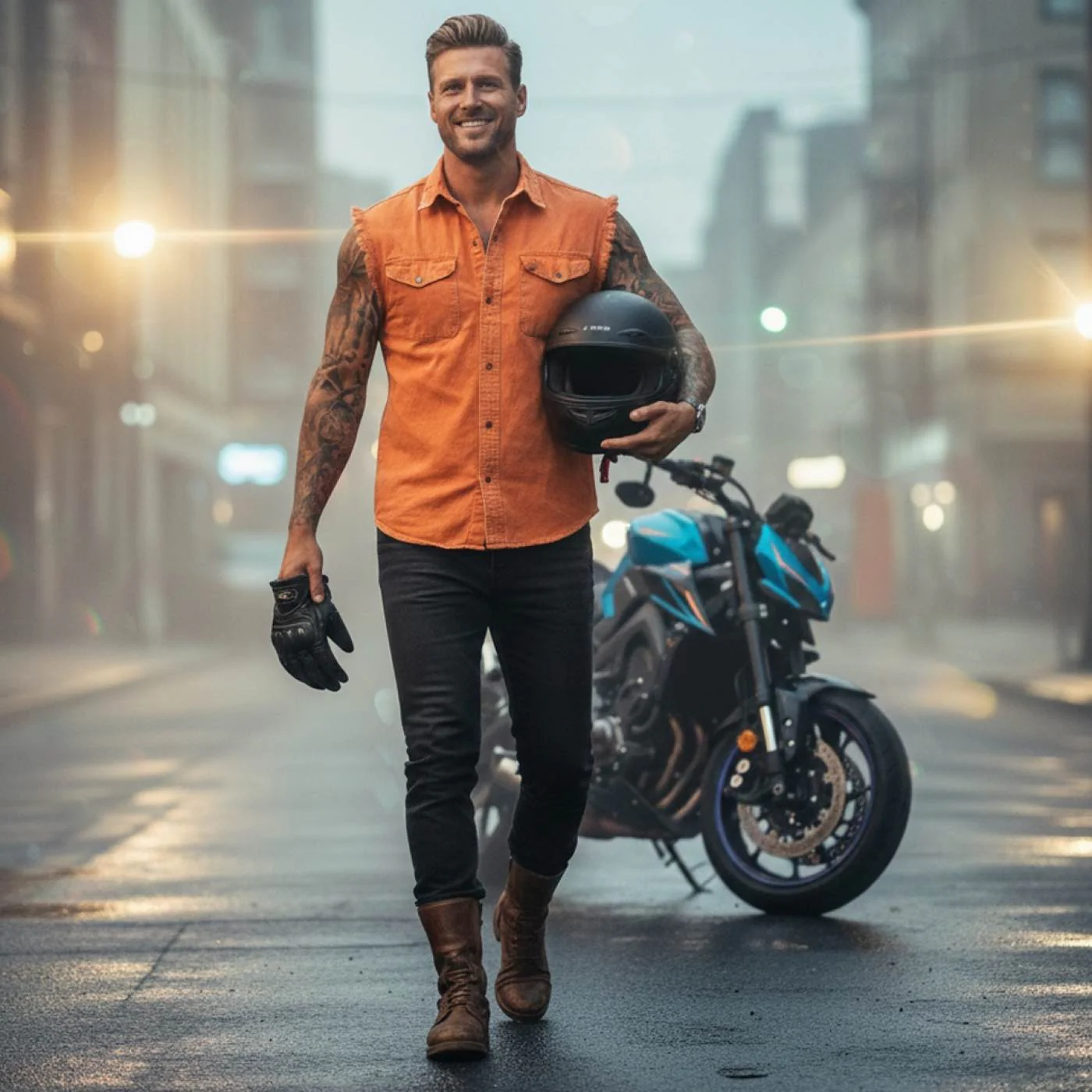 Milwaukee Leather MDM11682 Men’s Classic Orange/Beige Button-Down Cut Off Frayed Sleeveless Casual Shirt 5 Milwaukee Leather MDM11682 Men’s Classic Orange/Beige Button-Down Cut Off Frayed Sleeveless Casual Shirt