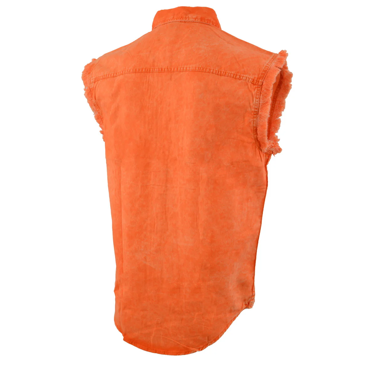 Milwaukee Leather MDM11682 Men’s Classic Orange/Beige Button-Down Cut Off Frayed Sleeveless Casual Shirt 7 Milwaukee Leather MDM11682 Men’s Classic Orange/Beige Button-Down Cut Off Frayed Sleeveless Casual Shirt