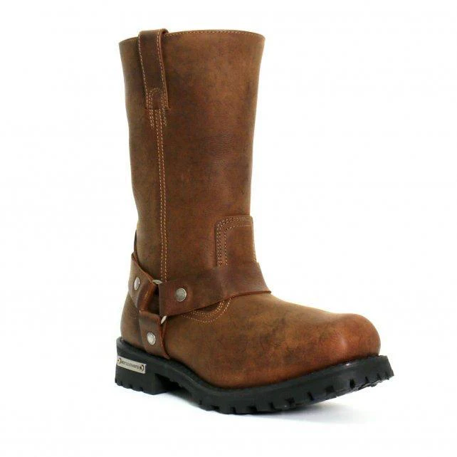 Hot Leathers BTM1001 Men's Rust Brown 11-inch Harness Motorcycle Leather Boots 3 Hot Leathers BTM1001 Men's Rust Brown 11-inch Harness Motorcycle Leather Boots