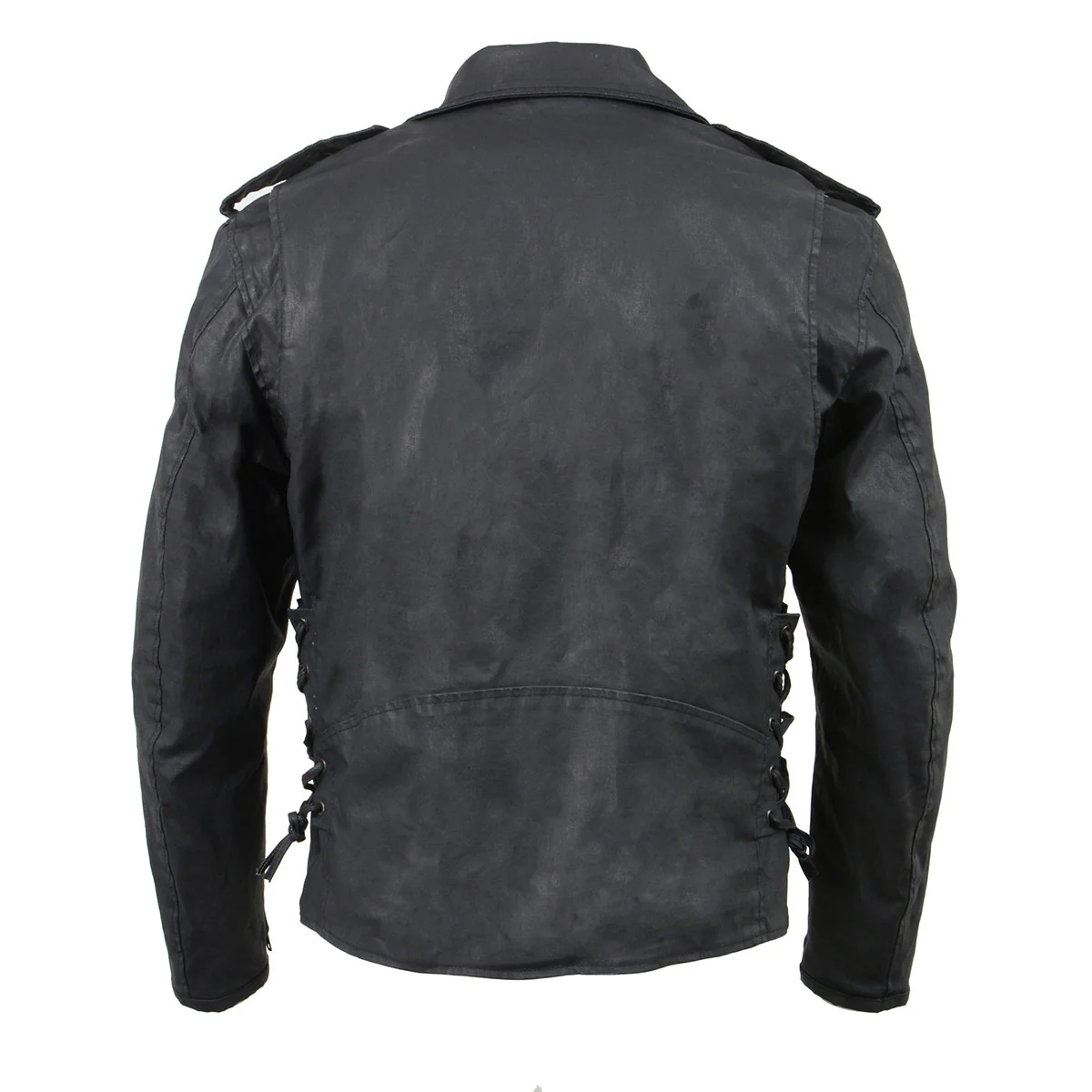 Milwaukee Leather MDM1020 Men's Black Classic 'Waxed' Motorcycle Denim Jacket with Armor 2 Milwaukee Leather MDM1020 Men's Black Classic 'Waxed' Motorcycle Denim Jacket with Armor