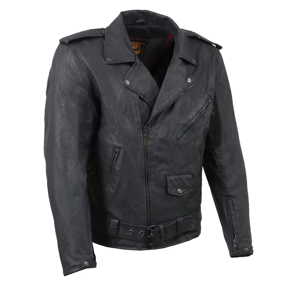 Milwaukee Leather MDM1020 Men's Black Classic 'Waxed' Motorcycle Denim Jacket with Armor 1 Milwaukee Leather MDM1020 Men's Black Classic 'Waxed' Motorcycle Denim Jacket with Armor