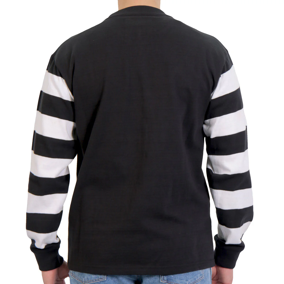 Hot Leathers GMS6002 Men's Black and White Long Sleeve Striped Shirt 2 Hot Leathers GMS6002 Men's Black and White Long Sleeve Striped Shirt