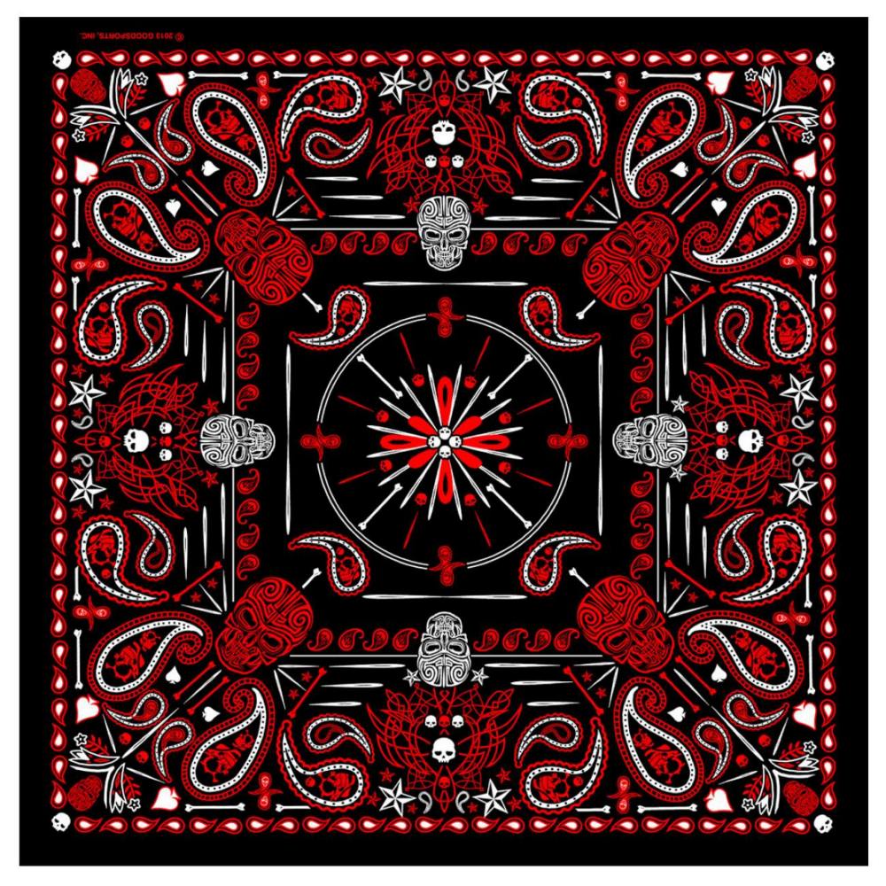 Hot Leathers BAB1070 Red Paisley Skulls Bandana 1 Hot Leathers BAB1070 Red Paisley Skulls Bandana