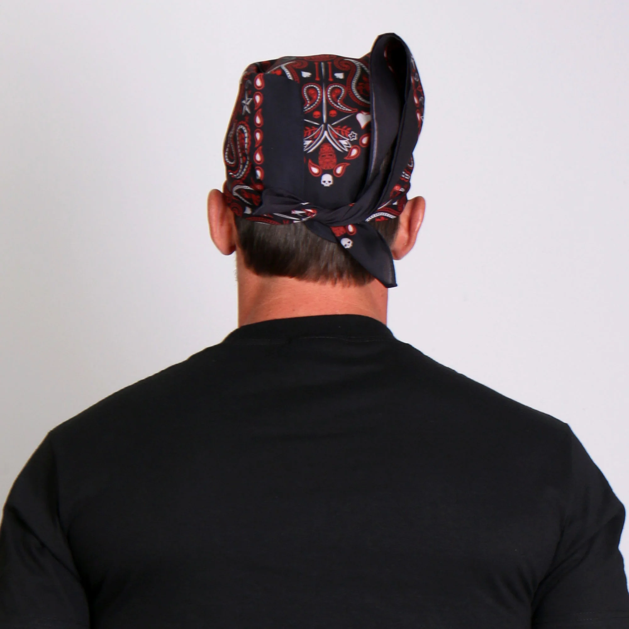 Hot Leathers BAB1070 Red Paisley Skulls Bandana 3 Hot Leathers BAB1070 Red Paisley Skulls Bandana