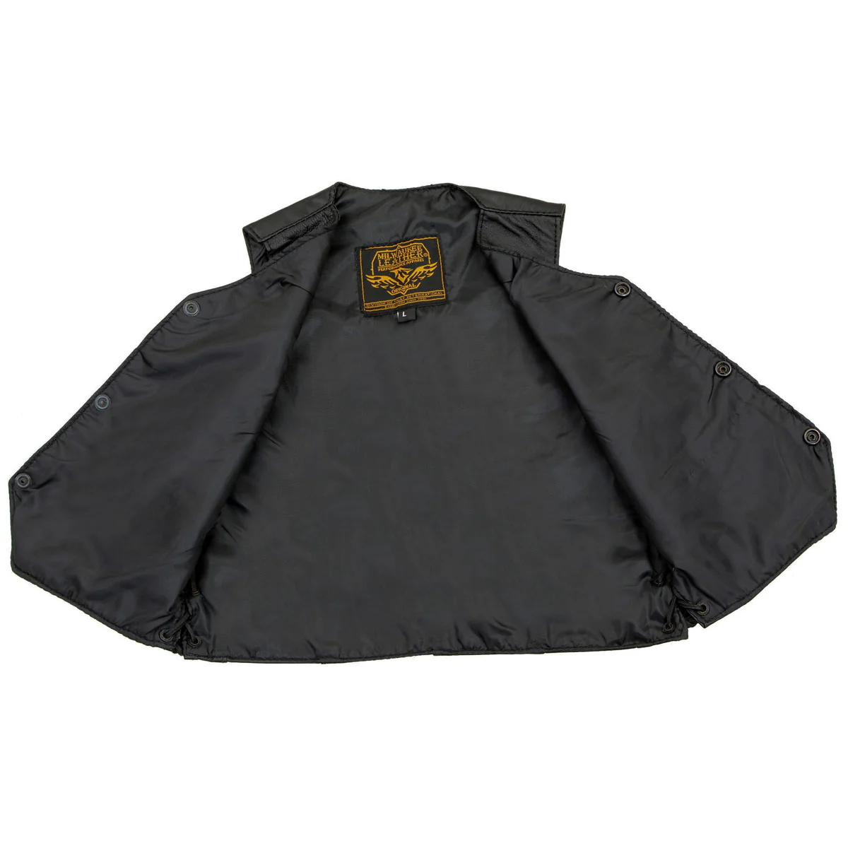 Milwaukee Leather SH2011L Kids Black Classic Side Lace Three Snap Leather Vest 4 Milwaukee Leather SH2011L Kids Black Classic Side Lace Three Snap Leather Vest