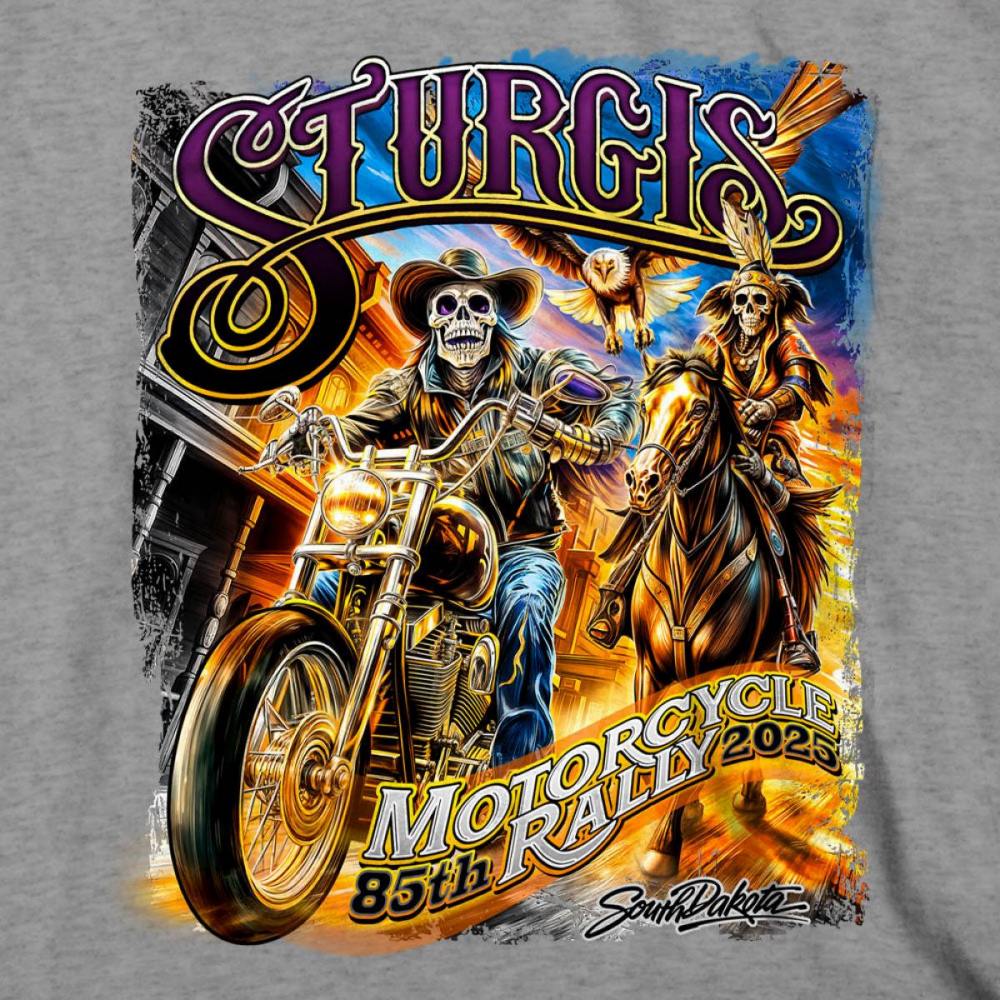 2025 Sturgis Motorcycle Rally #1 Ghost Rider Heather Grey Men's T-Shirt 5 2025 Sturgis Motorcycle Rally #1 Ghost Rider Heather Grey Men's T-Shirt