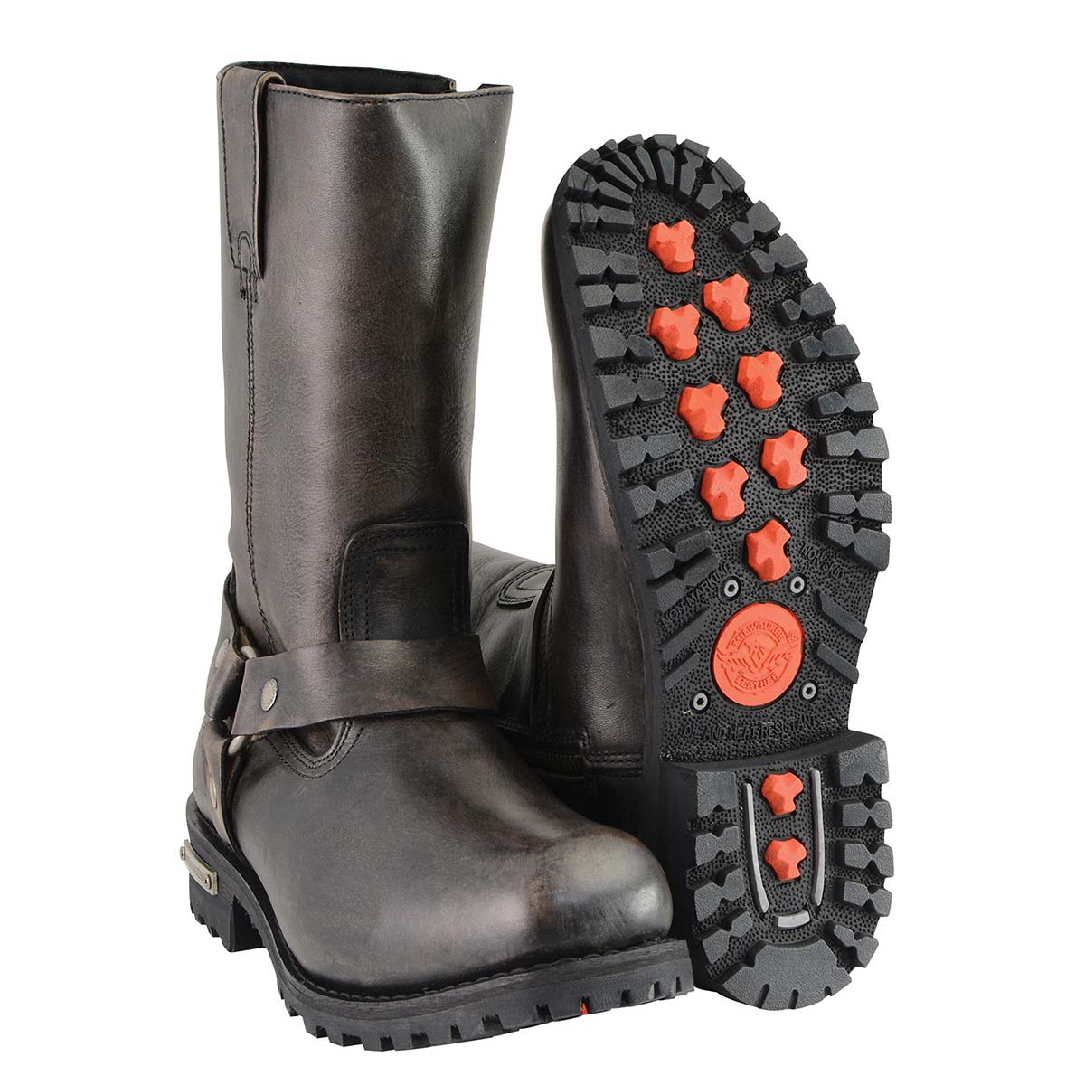 Milwaukee Leather Men's Distressed Brown Leather Classic 11-Inch Square Toe Harness Motorcycle Boots MBM9005 10 Milwaukee Leather Men's Distressed Brown Leather Classic 11-Inch Square Toe Harness Motorcycle Boots MBM9005