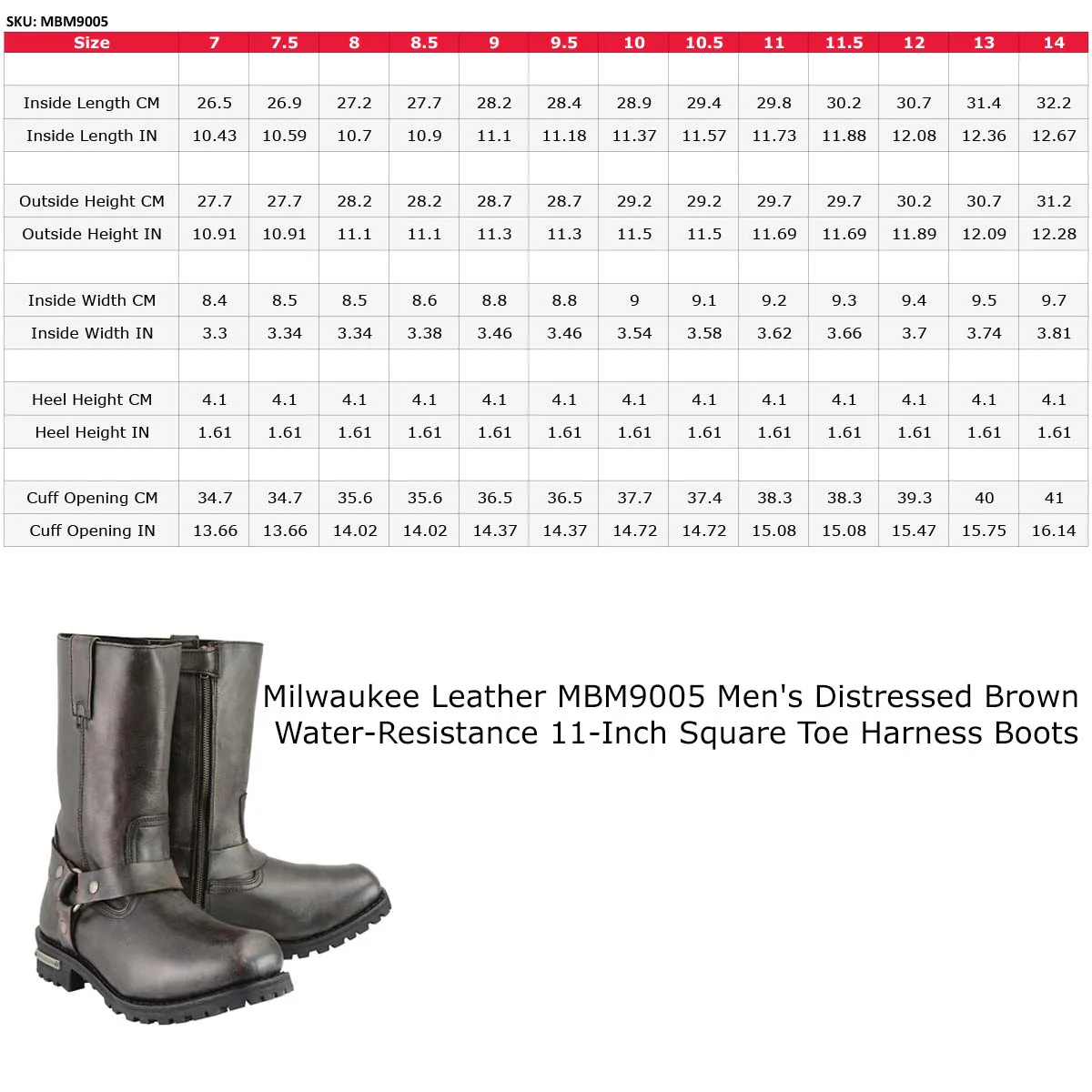 Milwaukee Leather Men's Distressed Brown Leather Classic 11-Inch Square Toe Harness Motorcycle Boots MBM9005 3 Milwaukee Leather Men's Distressed Brown Leather Classic 11-Inch Square Toe Harness Motorcycle Boots MBM9005
