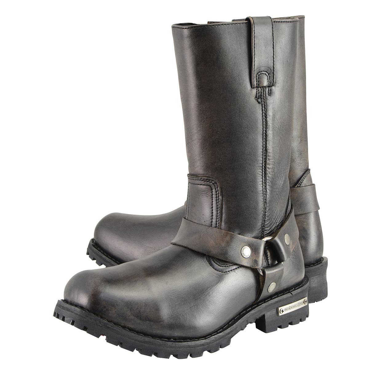 Milwaukee Leather Men's Distressed Brown Leather Classic 11-Inch Square Toe Harness Motorcycle Boots MBM9005 5 Milwaukee Leather Men's Distressed Brown Leather Classic 11-Inch Square Toe Harness Motorcycle Boots MBM9005