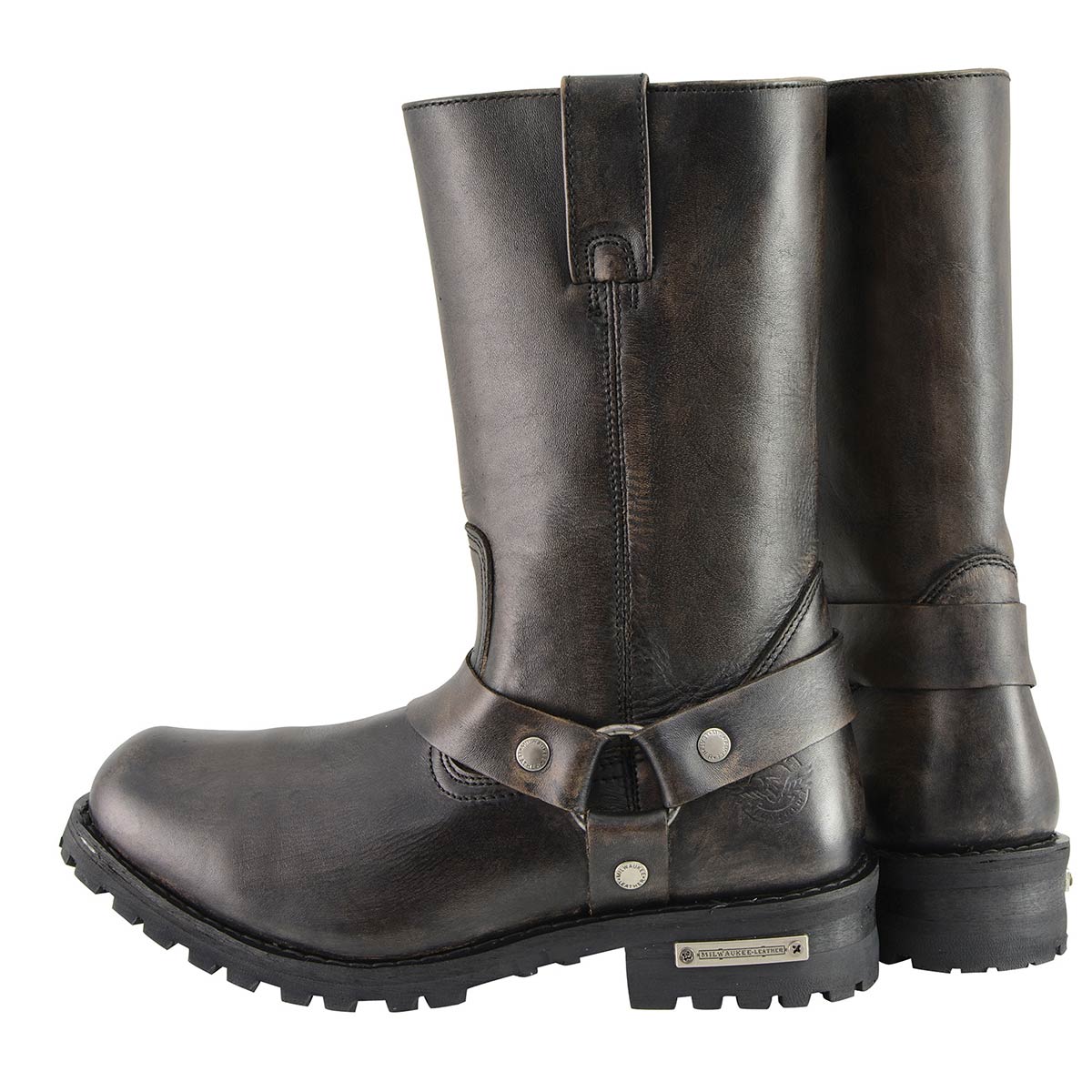 Milwaukee Leather Men's Distressed Brown Leather Classic 11-Inch Square Toe Harness Motorcycle Boots MBM9005 6 Milwaukee Leather Men's Distressed Brown Leather Classic 11-Inch Square Toe Harness Motorcycle Boots MBM9005
