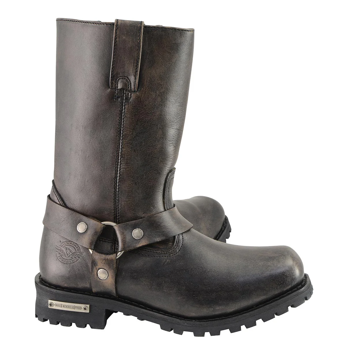 Milwaukee Leather Men's Distressed Brown Leather Classic 11-Inch Square Toe Harness Motorcycle Boots MBM9005 9 Milwaukee Leather Men's Distressed Brown Leather Classic 11-Inch Square Toe Harness Motorcycle Boots MBM9005