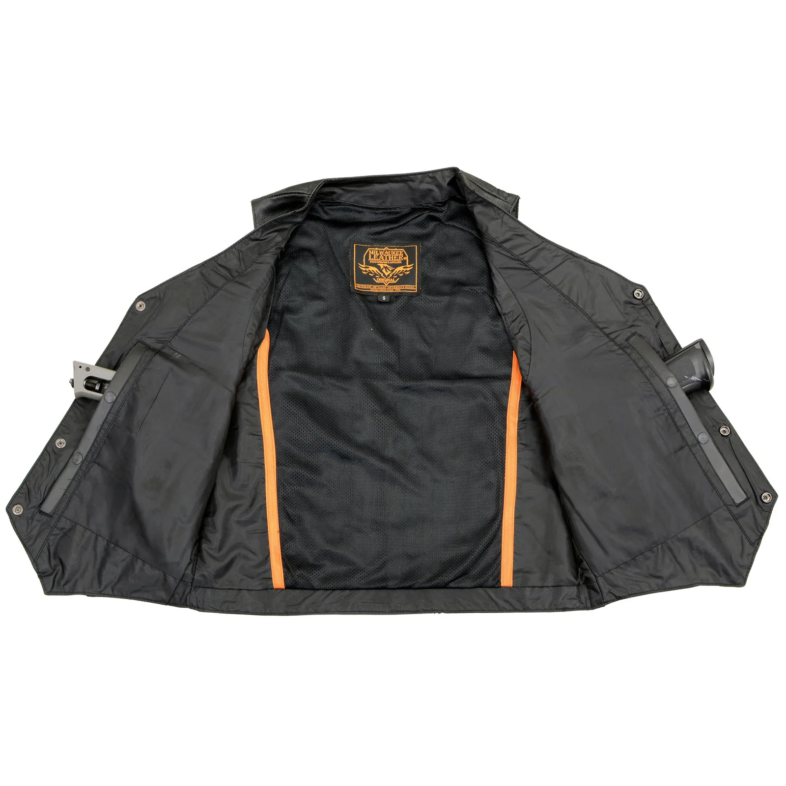 Milwaukee Leather LKM3700 Men's Classic Black Leather Motorcycle Rider Vest w/ Buffalo Nickel Snaps Closure 4 Milwaukee Leather LKM3700 Men's Classic Black Leather Motorcycle Rider Vest w/ Buffalo Nickel Snaps Closure
