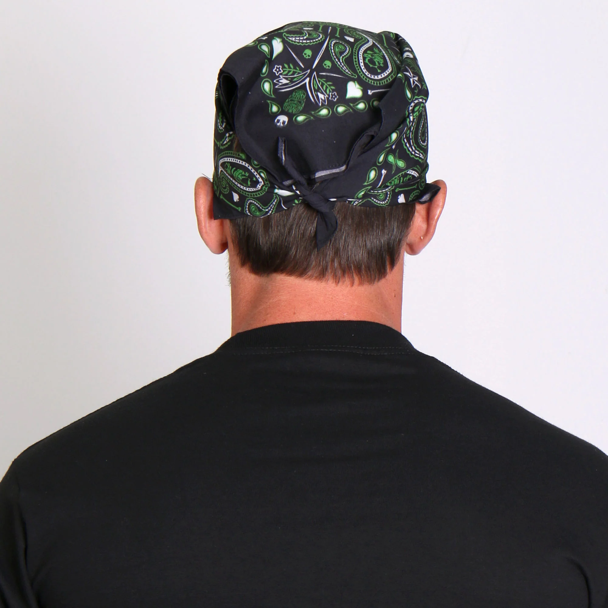 Hot Leathers BAB1068 Green Paisley Skulls Bandana 3 Hot Leathers BAB1068 Green Paisley Skulls Bandana