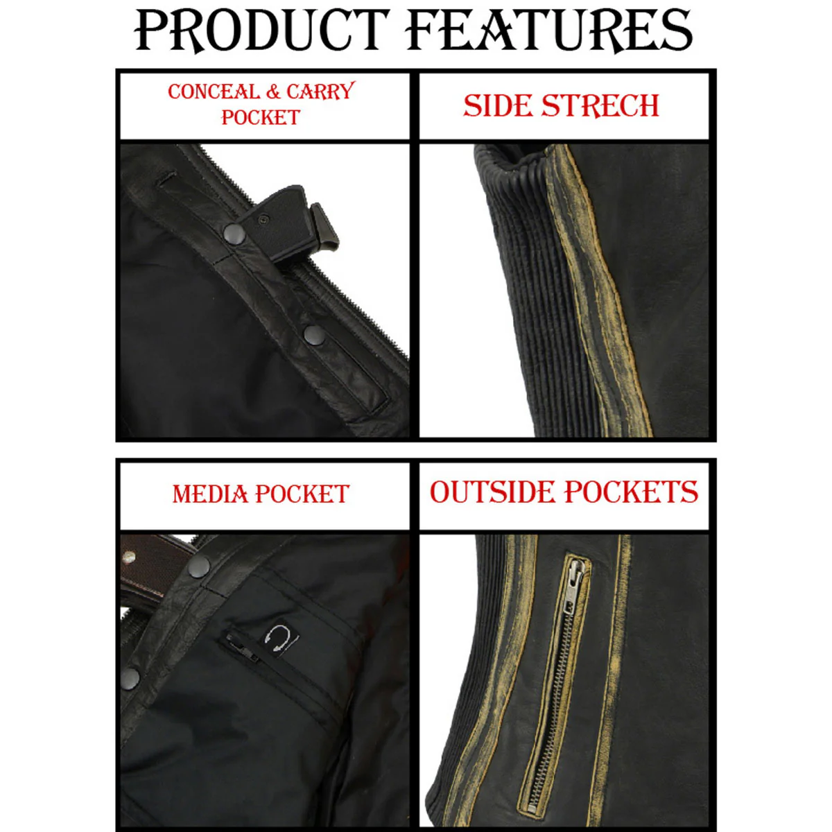 Milwaukee Leather MLL4527 Women's Stretch Side Panel Distress Brown Leather Motorcycle Rider Vest w/ Lacing Detail 5 Milwaukee Leather MLL4527 Women's Stretch Side Panel Distress Brown Leather Motorcycle Rider Vest w/ Lacing Detail