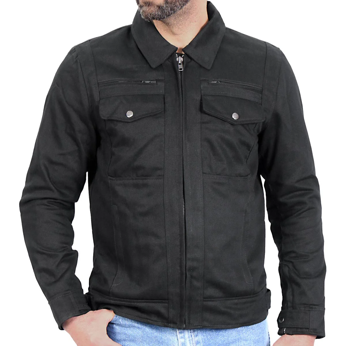 Hot Leathers JKM6001 Men's Black Denim Armored Shirt Jacket 1 Hot Leathers JKM6001 Men's Black Denim Armored Shirt Jacket