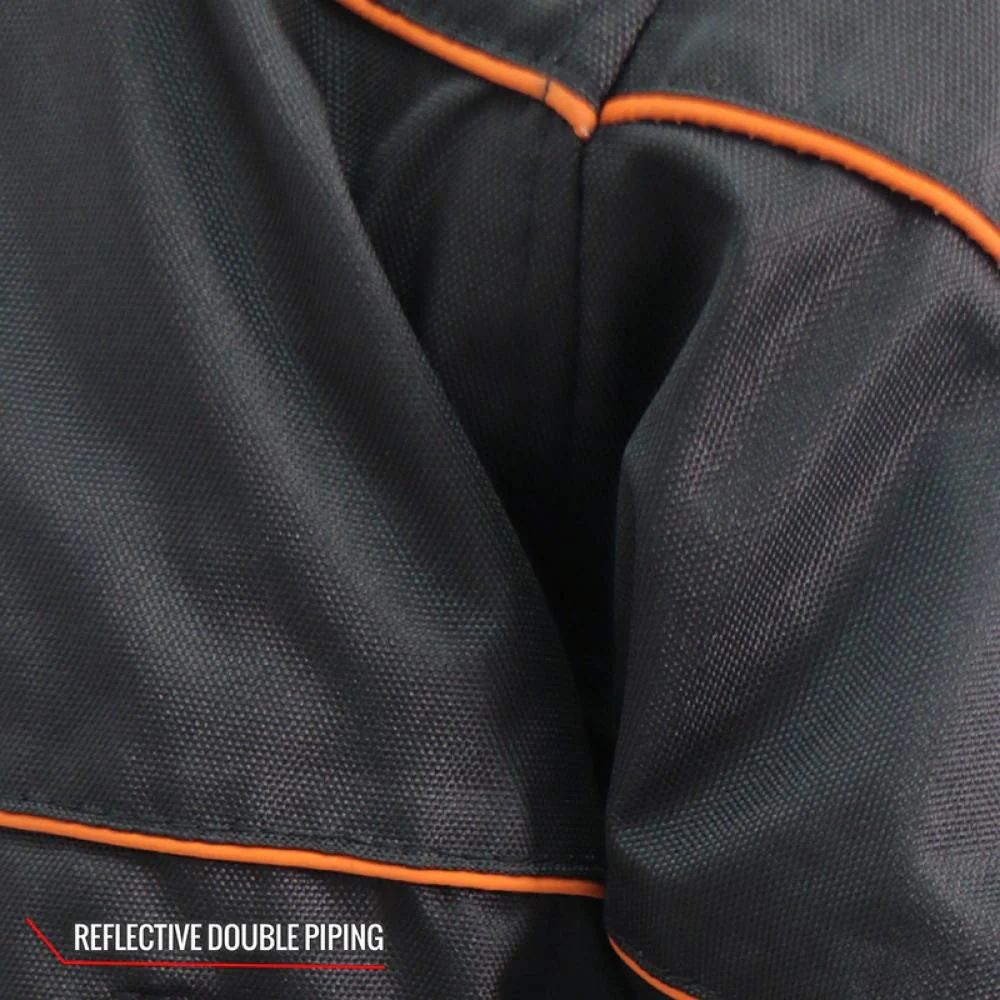 Hot Leathers JKM1026 Men’s Black Nylon Jacket with Orange Reflective Trim 14 Hot Leathers JKM1026 Men’s Black Nylon Jacket with Orange Reflective Trim