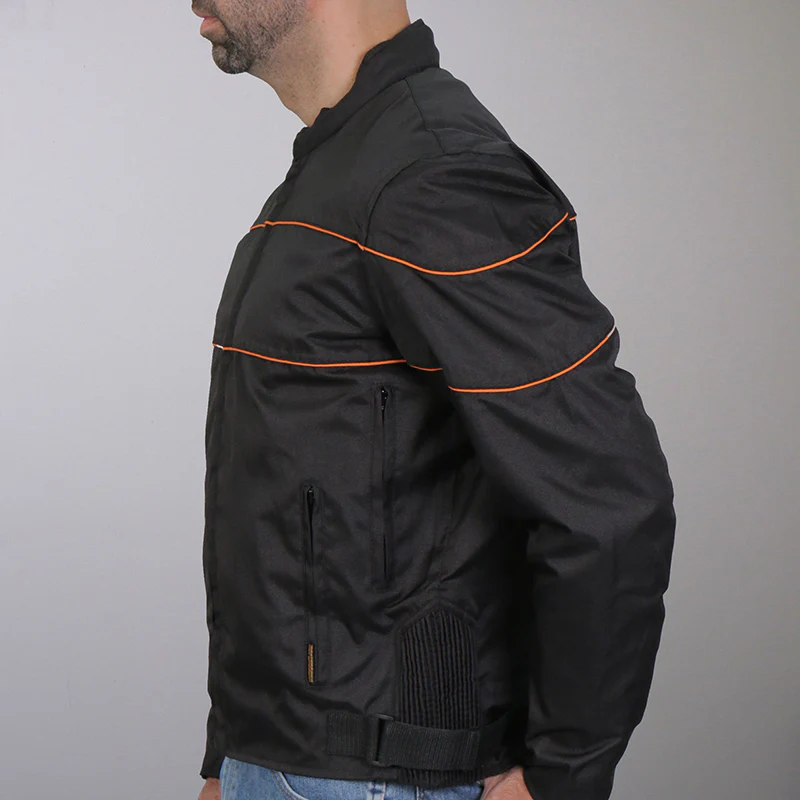 Hot Leathers JKM1026 Men’s Black Nylon Jacket with Orange Reflective Trim 2 Hot Leathers JKM1026 Men’s Black Nylon Jacket with Orange Reflective Trim