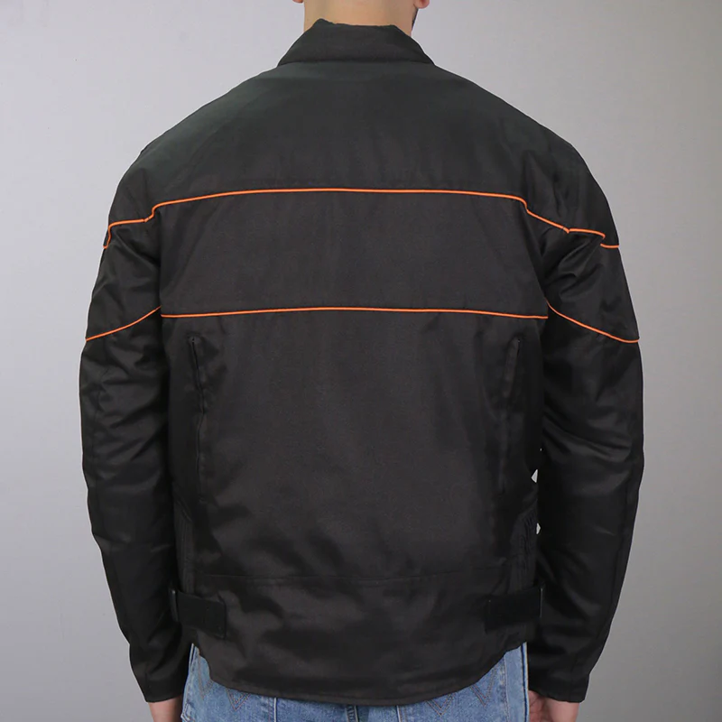Hot Leathers JKM1026 Men’s Black Nylon Jacket with Orange Reflective Trim 3 Hot Leathers JKM1026 Men’s Black Nylon Jacket with Orange Reflective Trim