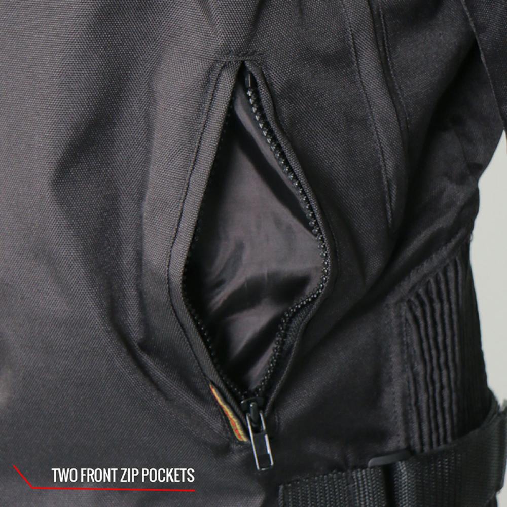 Hot Leathers JKM1026 Men’s Black Nylon Jacket with Orange Reflective Trim 4 Hot Leathers JKM1026 Men’s Black Nylon Jacket with Orange Reflective Trim