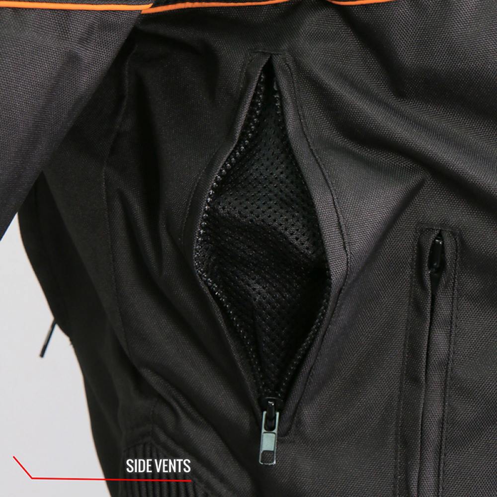 Hot Leathers JKM1026 Men’s Black Nylon Jacket with Orange Reflective Trim 6 Hot Leathers JKM1026 Men’s Black Nylon Jacket with Orange Reflective Trim