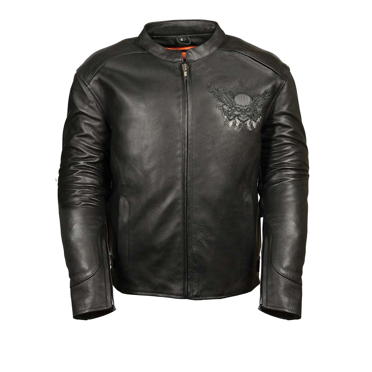 Milwaukee Leather ML2055 Men's Black Leather Scooter Jacket with Reflective Skull Design 1 Milwaukee Leather ML2055 Men's Black Leather Scooter Jacket with Reflective Skull Design