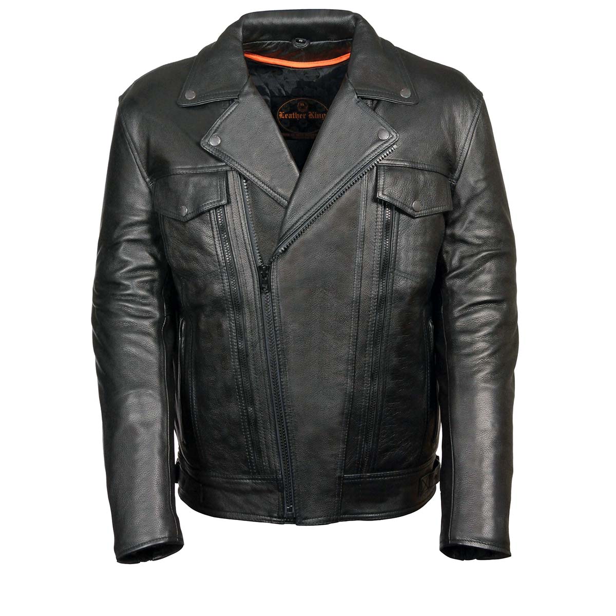 Leather King SH1018 Men's ‘Pistol Pete’ Motorcycle Jacket with Utility Pocket 1 Leather King SH1018 Men's ‘Pistol Pete’ Motorcycle Jacket with Utility Pocket