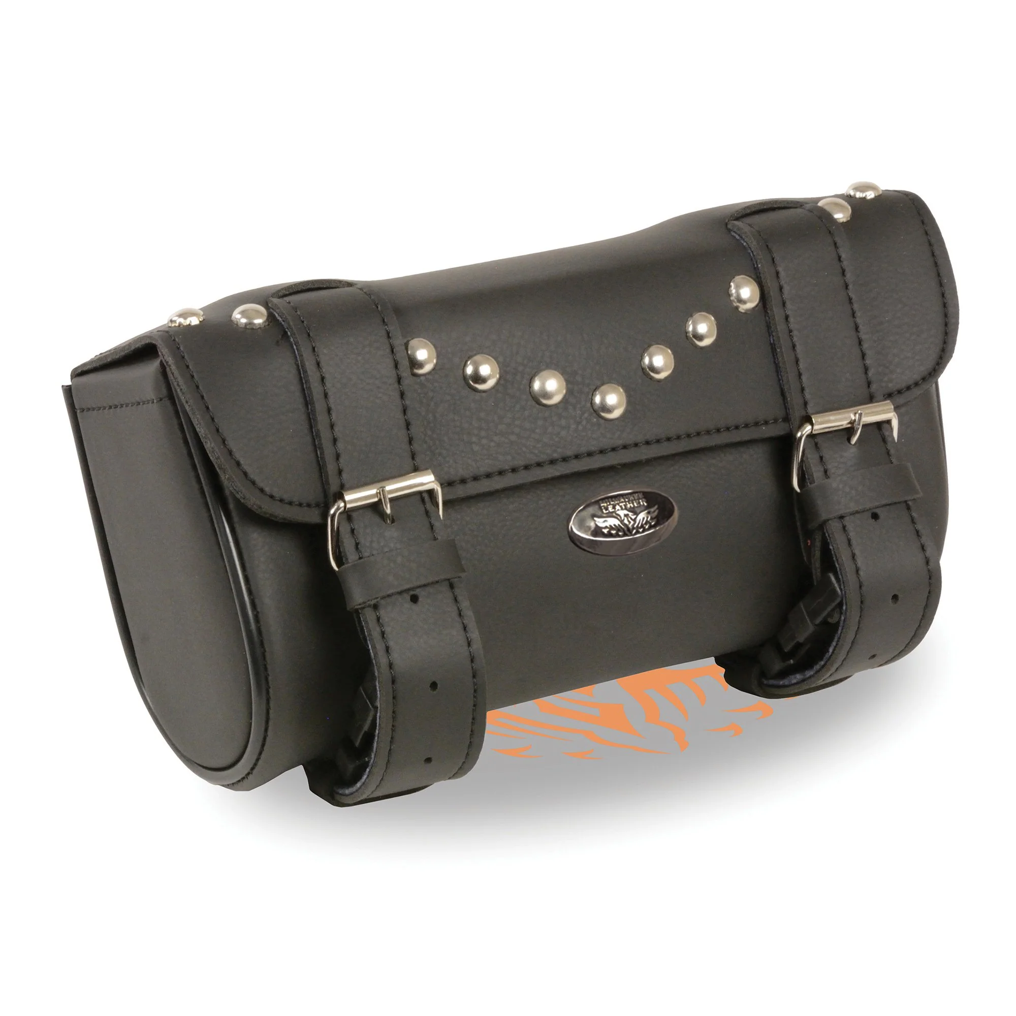 Milwaukee Leather SH62603 Black PVC Double Strap Studded Motorcycle Tool Bag 3 Milwaukee Leather SH62603 Black PVC Double Strap Studded Motorcycle Tool Bag
