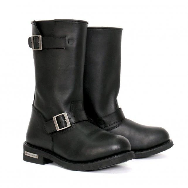 Hot Leathers BTM1002 Men's Black 11-inch Round Toe Engineer Leather Boots 12 Hot Leathers BTM1002 Men's Black 11-inch Round Toe Engineer Leather Boots