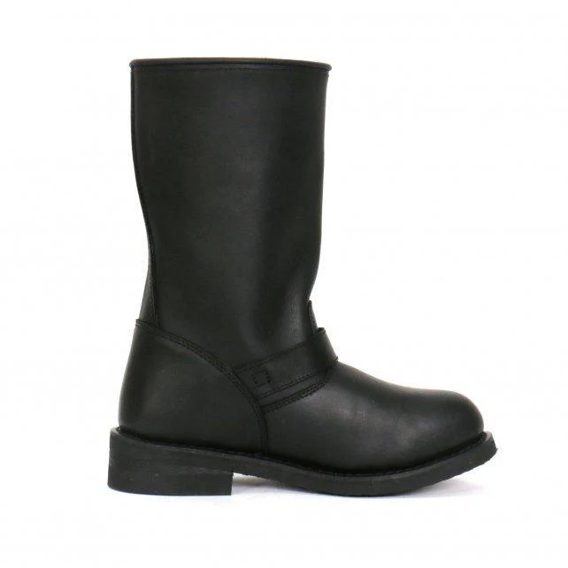 Hot Leathers BTM1002 Men's Black 11-inch Round Toe Engineer Leather Boots 2 Hot Leathers BTM1002 Men's Black 11-inch Round Toe Engineer Leather Boots
