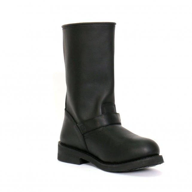 Hot Leathers BTM1002 Men's Black 11-inch Round Toe Engineer Leather Boots 4 Hot Leathers BTM1002 Men's Black 11-inch Round Toe Engineer Leather Boots