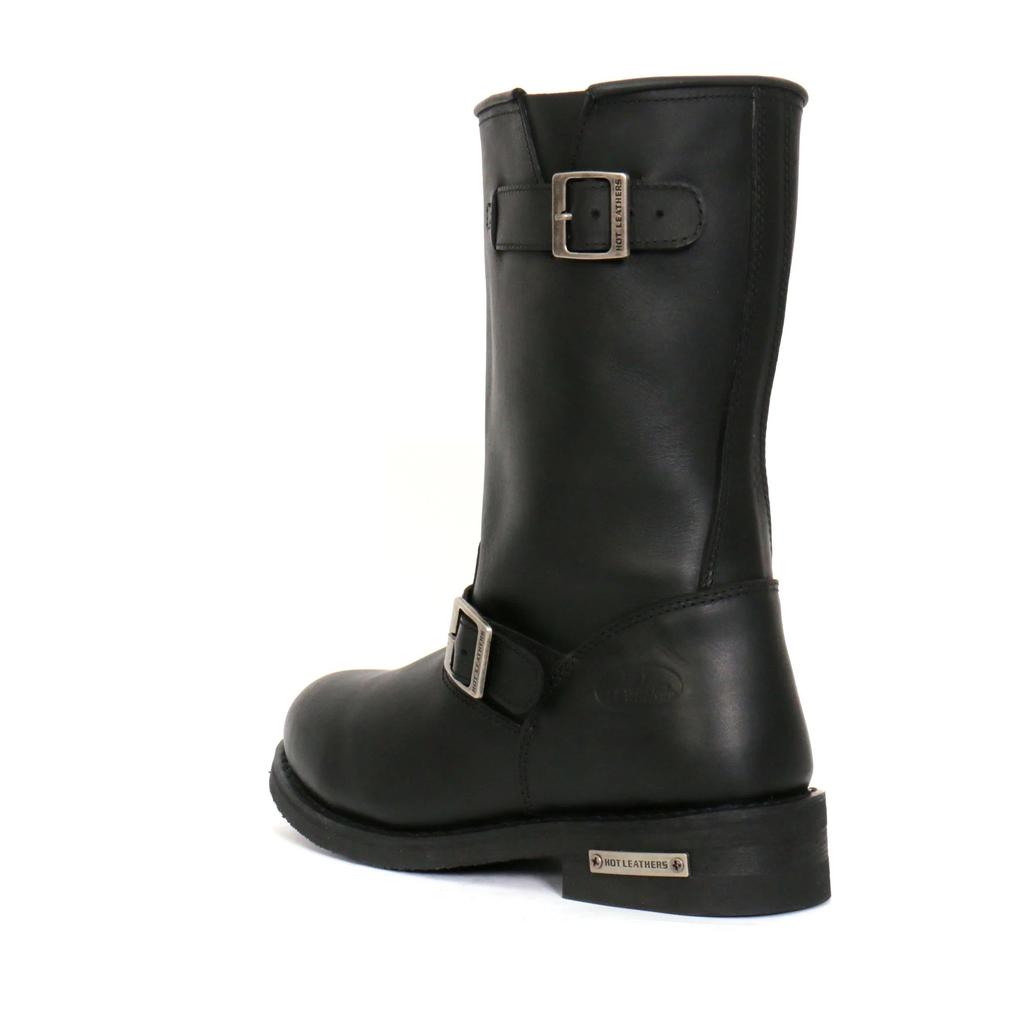 Hot Leathers BTM1002 Men's Black 11-inch Round Toe Engineer Leather Boots 7 Hot Leathers BTM1002 Men's Black 11-inch Round Toe Engineer Leather Boots