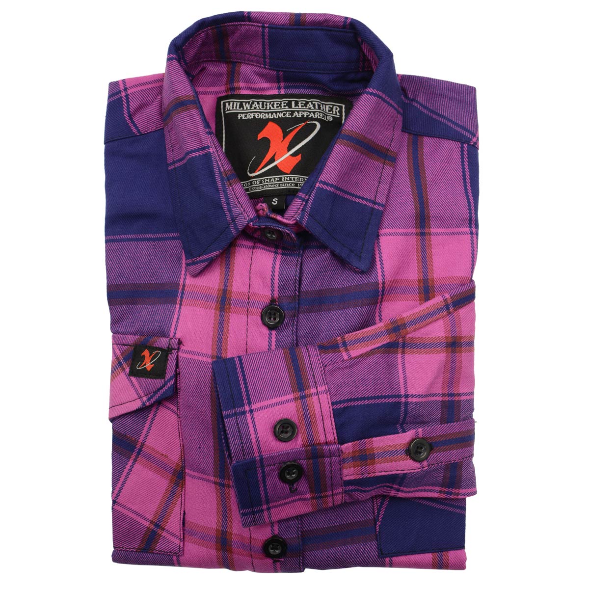 Milwaukee Leather MNG21610 Women's Pink, Blue and Maroon Long Sleeve Cotton Flannel Shirt 7 Milwaukee Leather MNG21610 Women's Pink, Blue and Maroon Long Sleeve Cotton Flannel Shirt