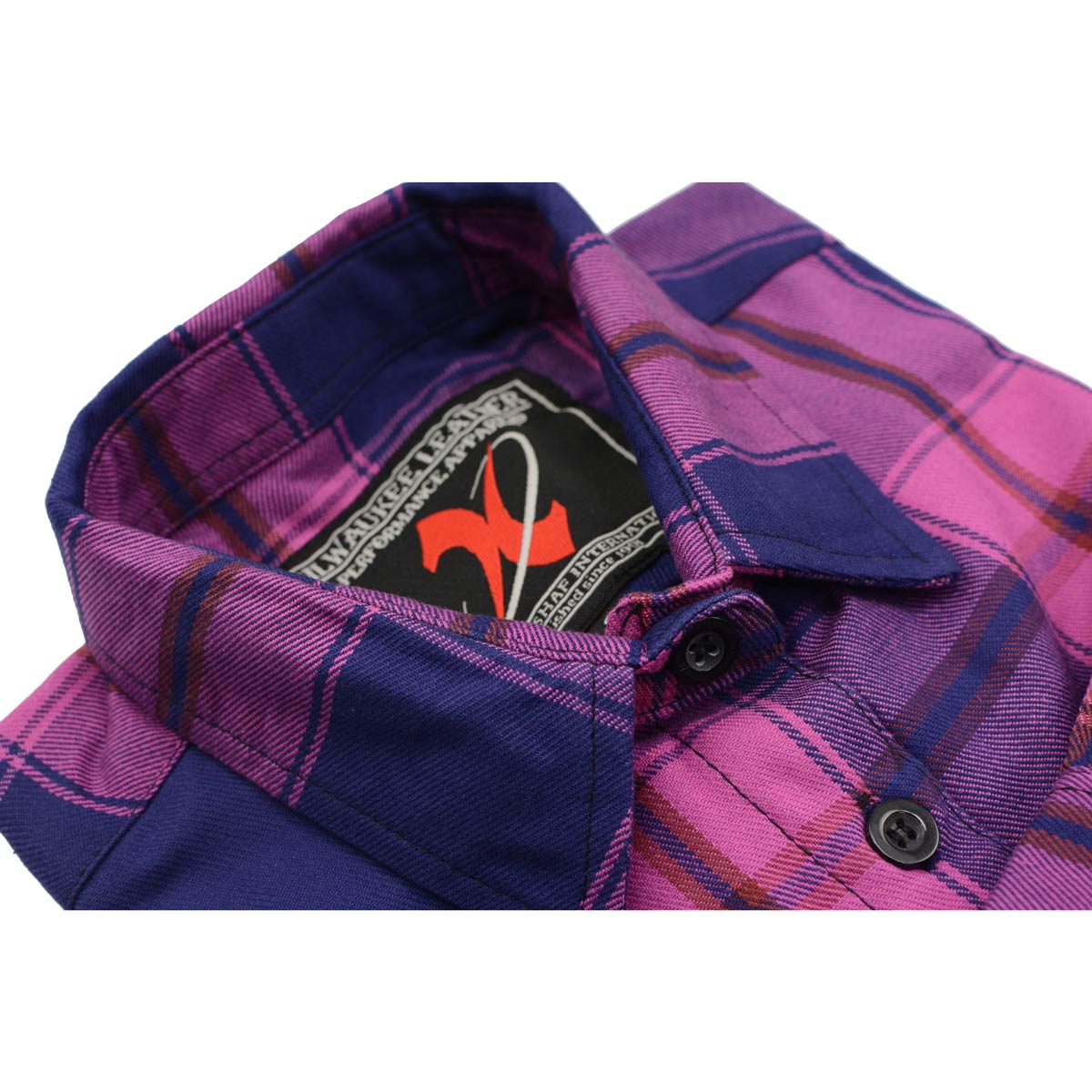 Milwaukee Leather MNG21610 Women's Pink, Blue and Maroon Long Sleeve Cotton Flannel Shirt 8 Milwaukee Leather MNG21610 Women's Pink, Blue and Maroon Long Sleeve Cotton Flannel Shirt