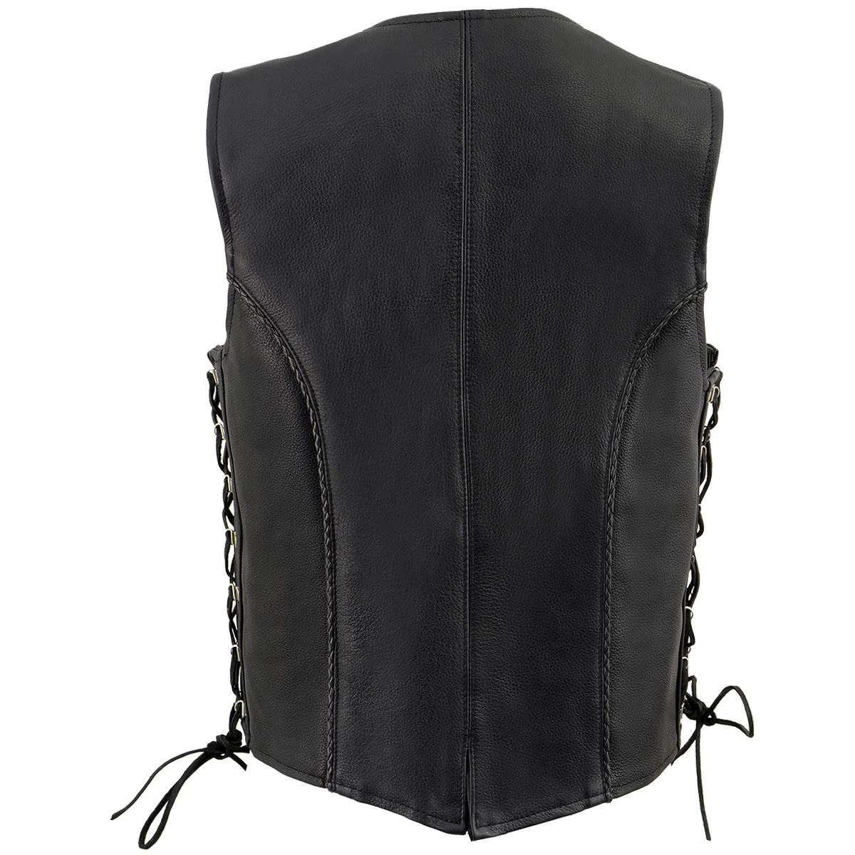 Milwaukee Leather ML2042 Women's Black Braided Premium Leather Motorcycle Rider Vest w/ Side Laces 2 Milwaukee Leather ML2042 Women's Black Braided Premium Leather Motorcycle Rider Vest w/ Side Laces