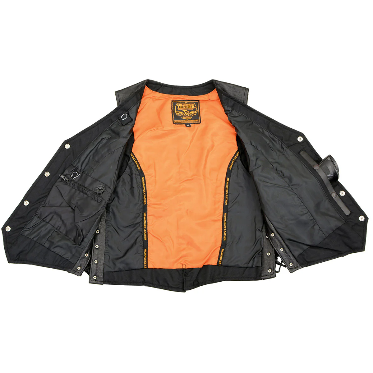 Milwaukee Leather ML2042 Women's Black Braided Premium Leather Motorcycle Rider Vest w/ Side Laces 4 Milwaukee Leather ML2042 Women's Black Braided Premium Leather Motorcycle Rider Vest w/ Side Laces