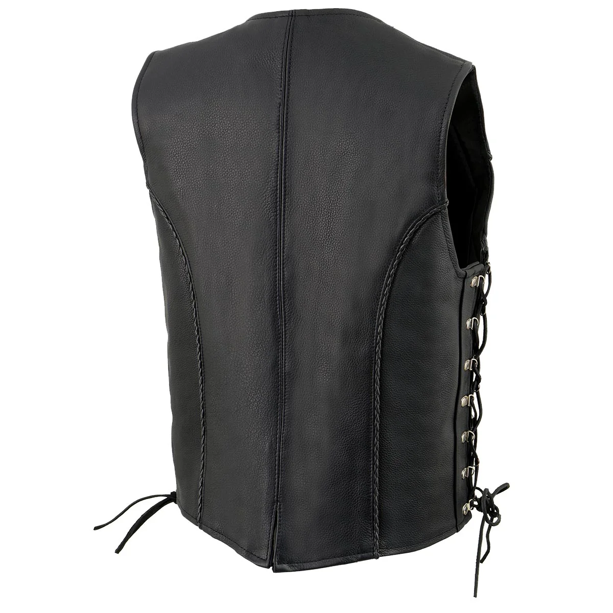 Milwaukee Leather ML2042 Women's Black Braided Premium Leather Motorcycle Rider Vest w/ Side Laces 6 Milwaukee Leather ML2042 Women's Black Braided Premium Leather Motorcycle Rider Vest w/ Side Laces