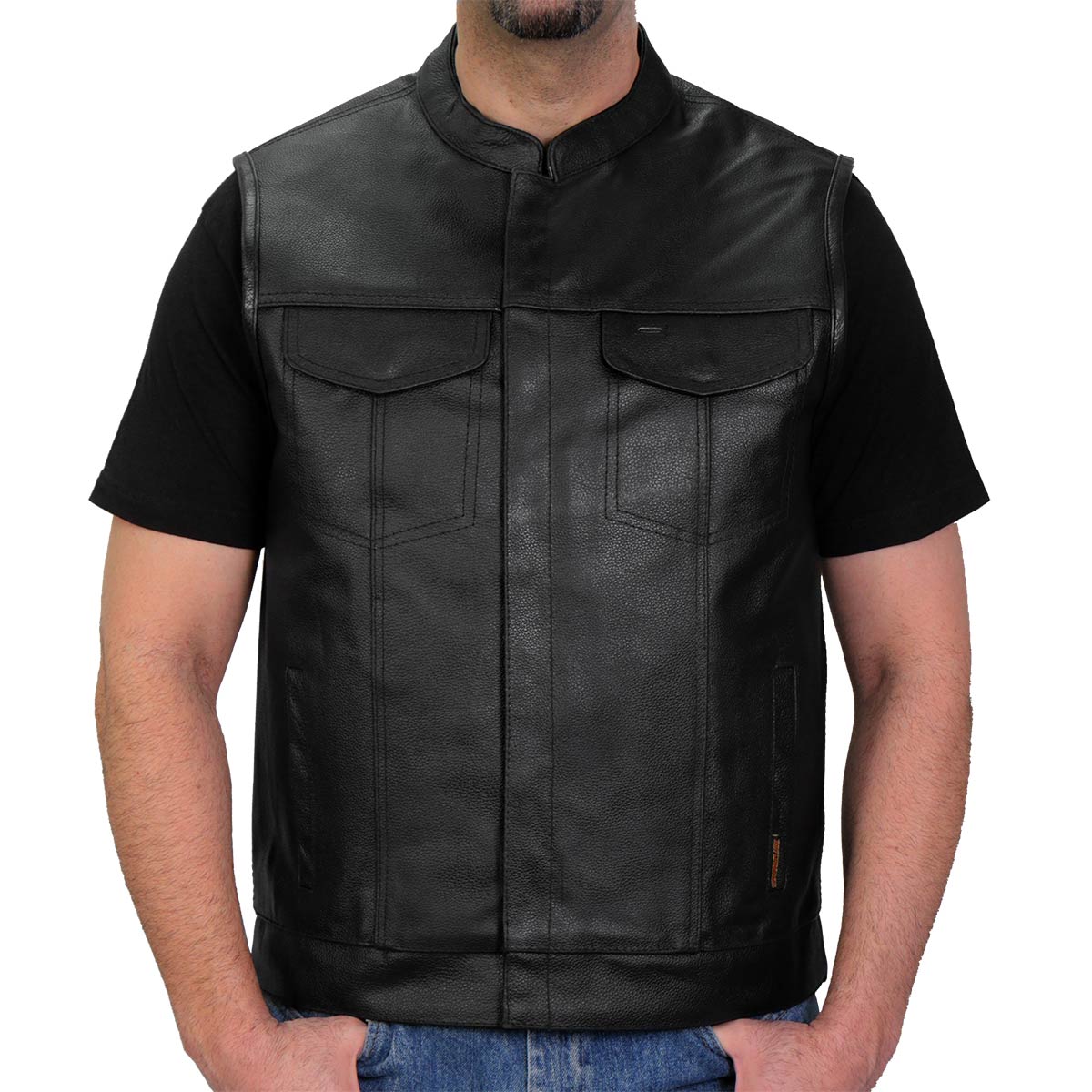 Hot Leathers VSM1039 Men's Black 'Conceal and Carry' Club Leather Vest 1 Hot Leathers VSM1039 Men's Black 'Conceal and Carry' Club Leather Vest
