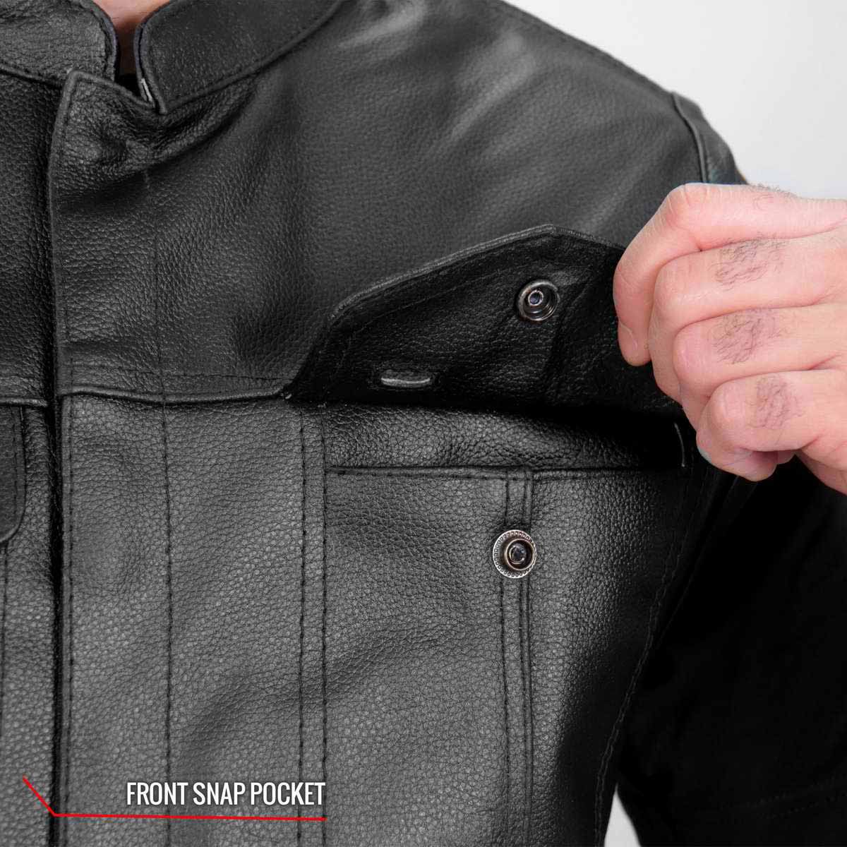 Hot Leathers VSM1039 Men's Black 'Conceal and Carry' Club Leather Vest 4 Hot Leathers VSM1039 Men's Black 'Conceal and Carry' Club Leather Vest
