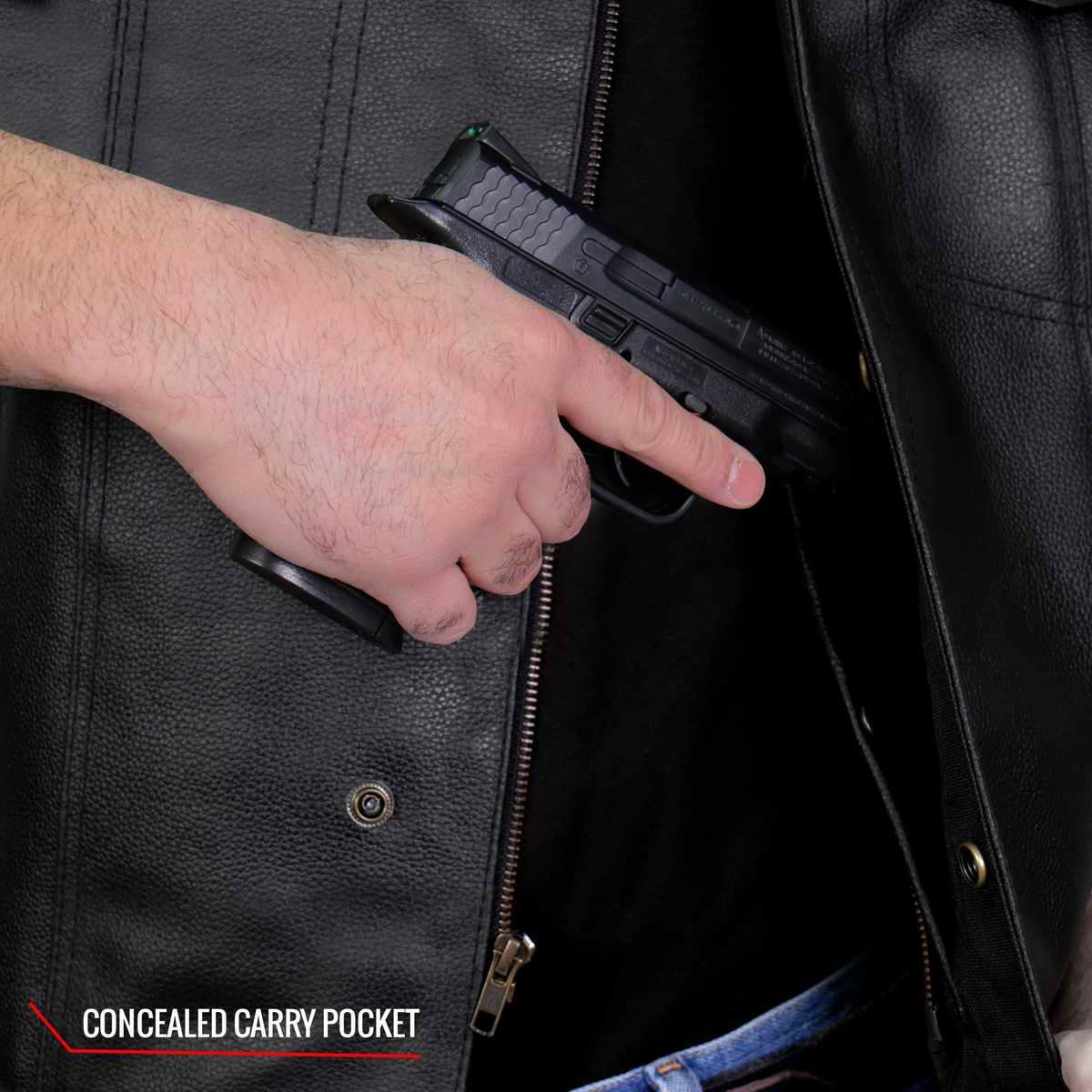 Hot Leathers VSM1039 Men's Black 'Conceal and Carry' Club Leather Vest 8 Hot Leathers VSM1039 Men's Black 'Conceal and Carry' Club Leather Vest