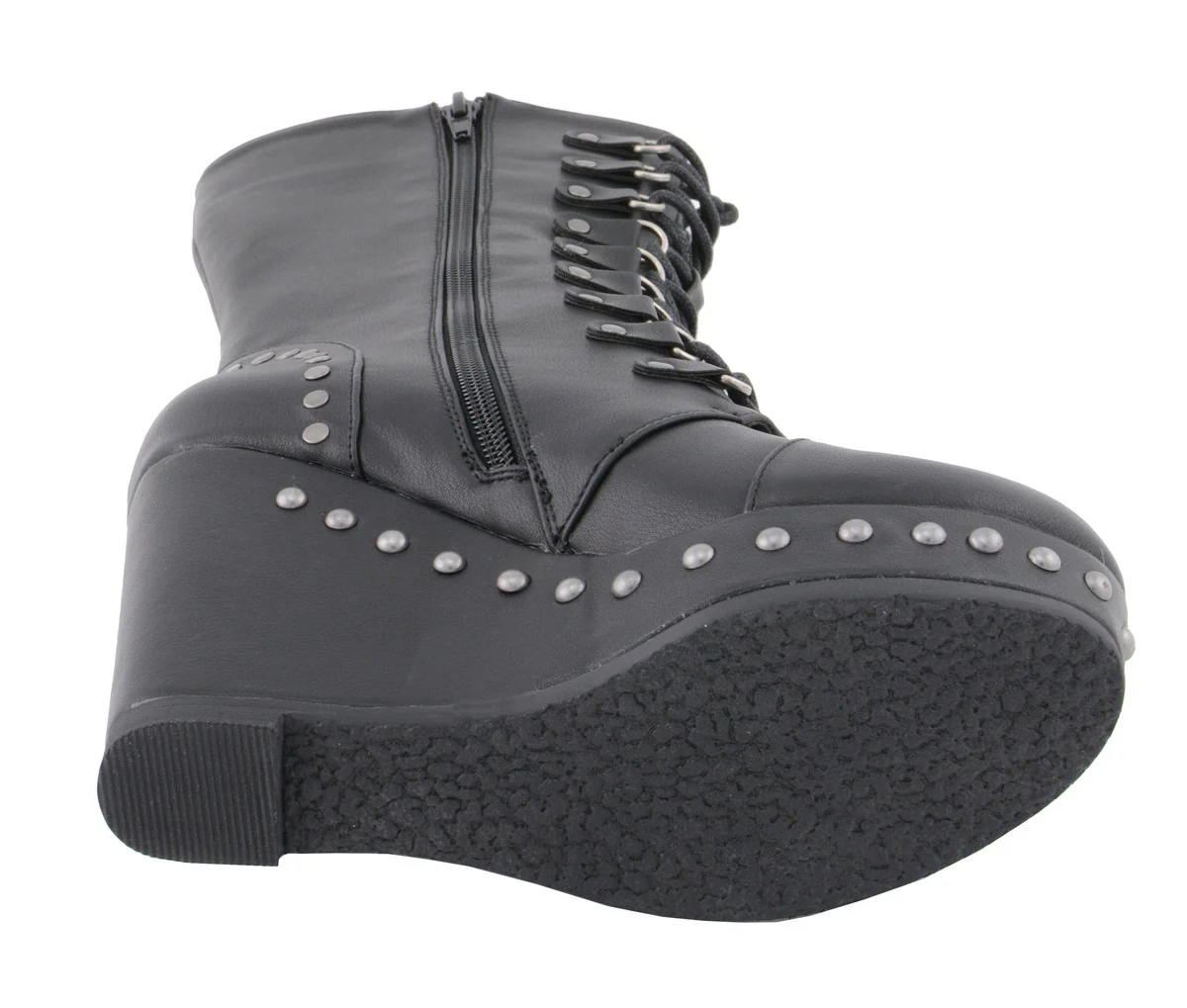 Milwaukee Leather MBL9438 Women's Black Tall Lace-Up Fashion Casual Boots with Platform Wedge 10 Milwaukee Leather MBL9438 Women's Black Tall Lace-Up Fashion Casual Boots with Platform Wedge