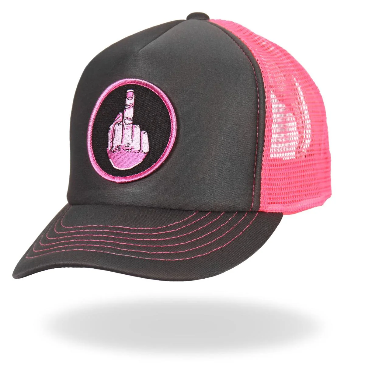 Hot Leathers GSH1001 Middle Finger Grey and Pink Trucker Hat 2 Hot Leathers GSH1001 Middle Finger Grey and Pink Trucker Hat
