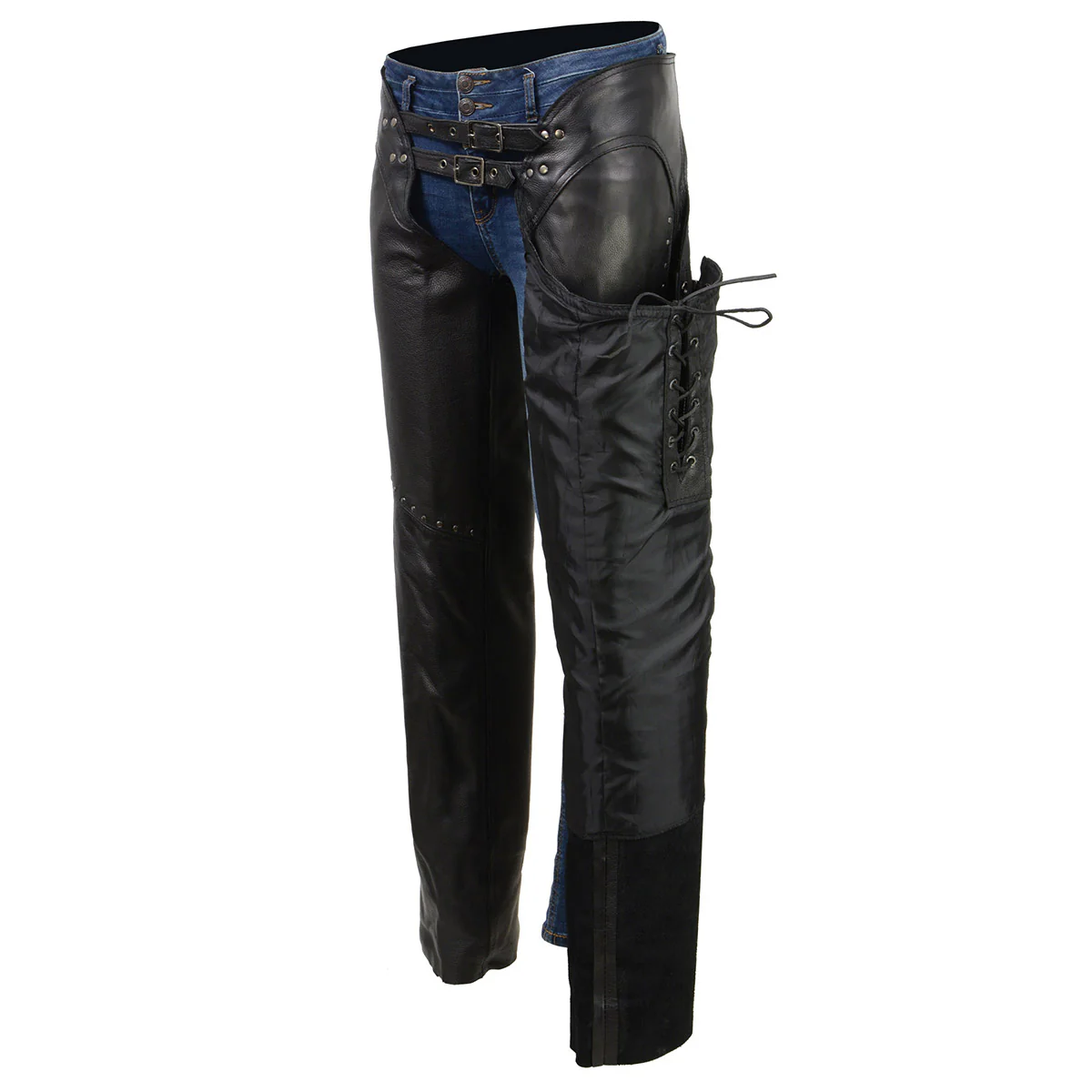 Milwaukee Leather Chaps for Women Black Low-Rise Waist- Front Double Buckle Rivet Detailing Motorcycle Chap- ML1186 4 Milwaukee Leather Chaps for Women Black Low-Rise Waist- Front Double Buckle Rivet Detailing Motorcycle Chap- ML1186