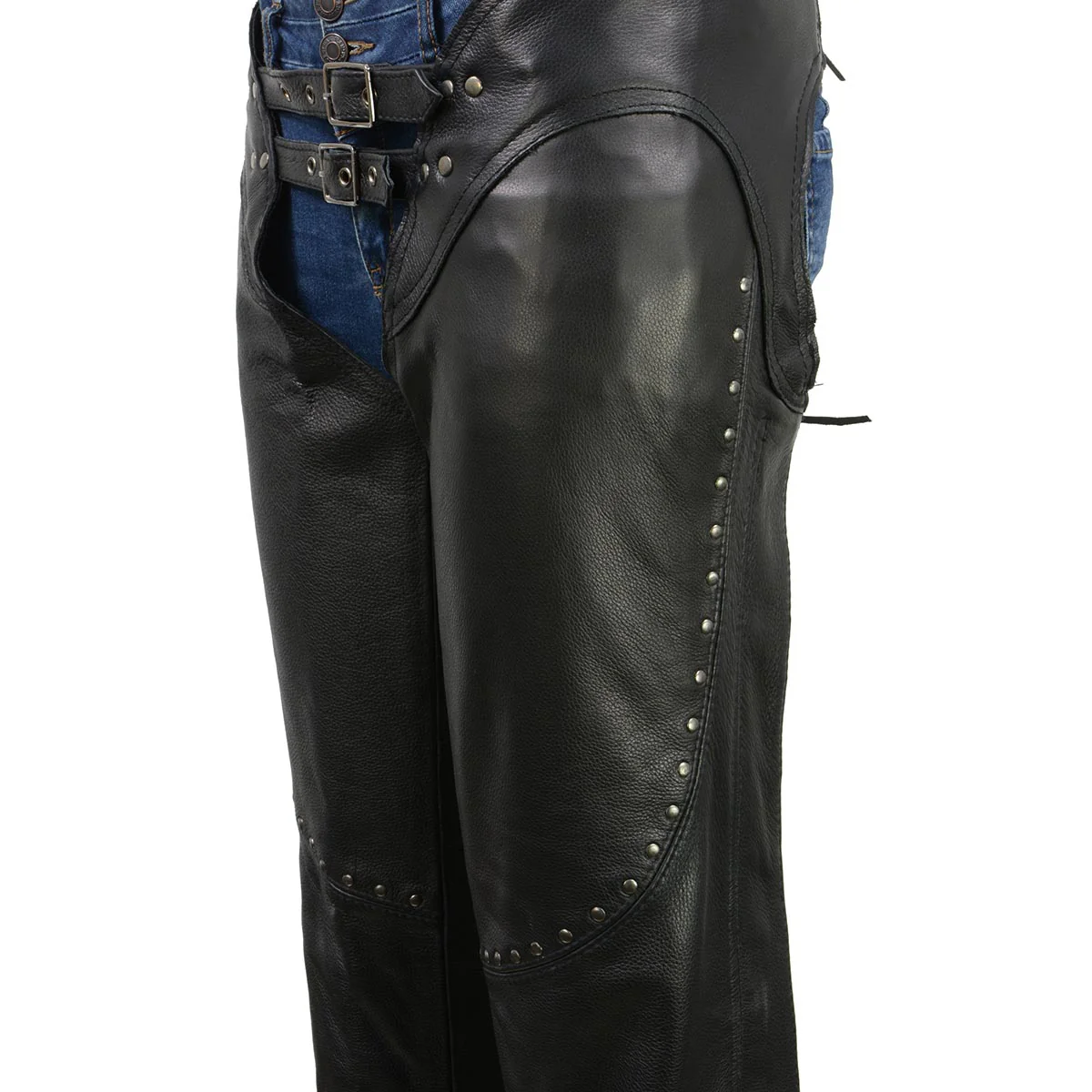 Milwaukee Leather Chaps for Women Black Low-Rise Waist- Front Double Buckle Rivet Detailing Motorcycle Chap- ML1186 5 Milwaukee Leather Chaps for Women Black Low-Rise Waist- Front Double Buckle Rivet Detailing Motorcycle Chap- ML1186
