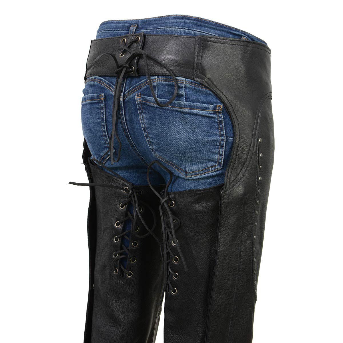 Milwaukee Leather Chaps for Women Black Low-Rise Waist- Front Double Buckle Rivet Detailing Motorcycle Chap- ML1186 6 Milwaukee Leather Chaps for Women Black Low-Rise Waist- Front Double Buckle Rivet Detailing Motorcycle Chap- ML1186