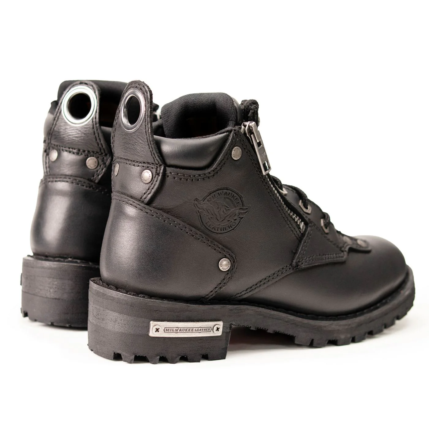 Milwaukee Leather MBL9335 Women's Premium Black Leather Low Cut Lace-Up Motorcycle Riding Boots w/ Zipper Closure 7 Milwaukee Leather MBL9335 Women's Premium Black Leather Low Cut Lace-Up Motorcycle Riding Boots w/ Zipper Closure