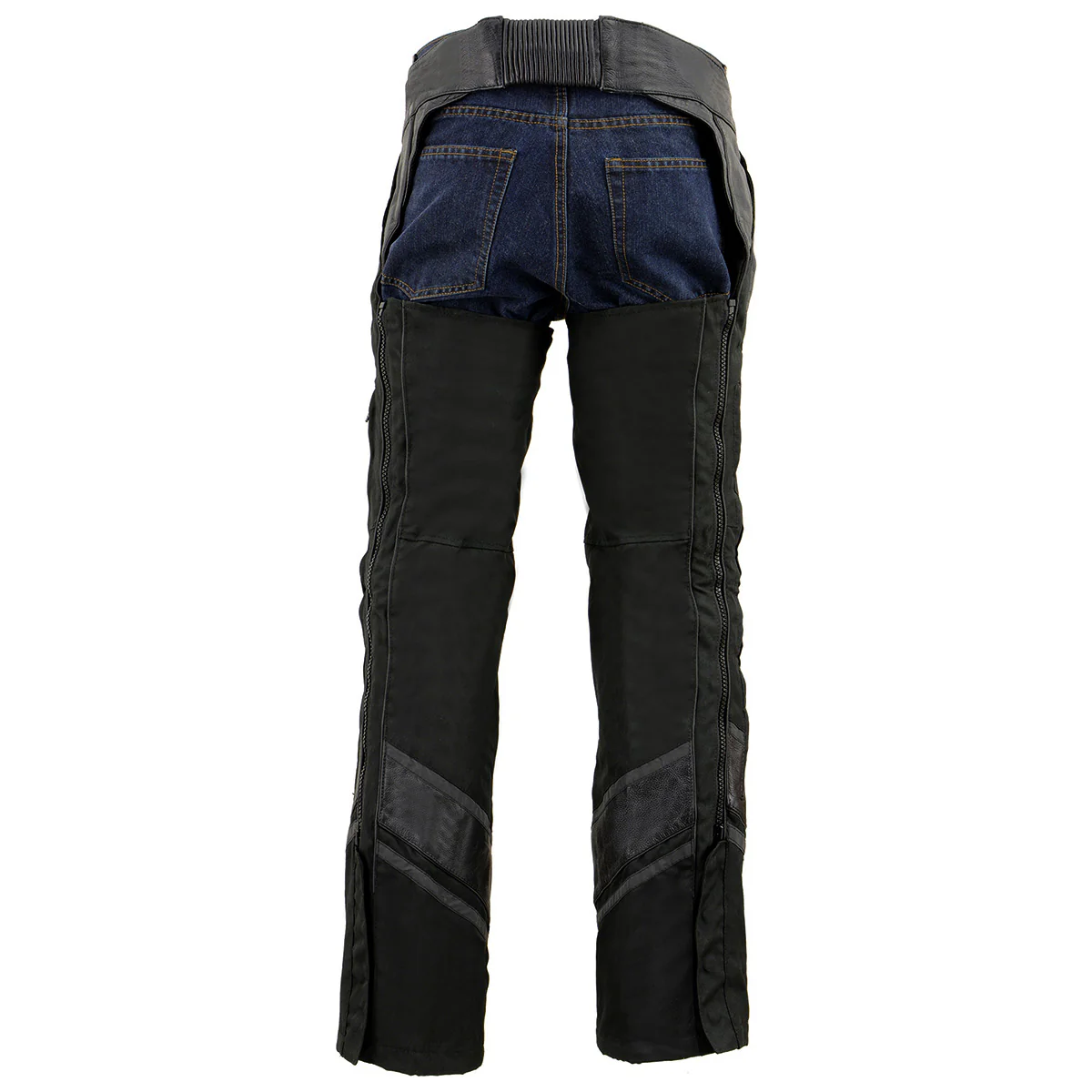 Milwaukee Leather MPM5706 Men's Black Vented Textile Chaps with Leather Trim 2 Milwaukee Leather MPM5706 Men's Black Vented Textile Chaps with Leather Trim